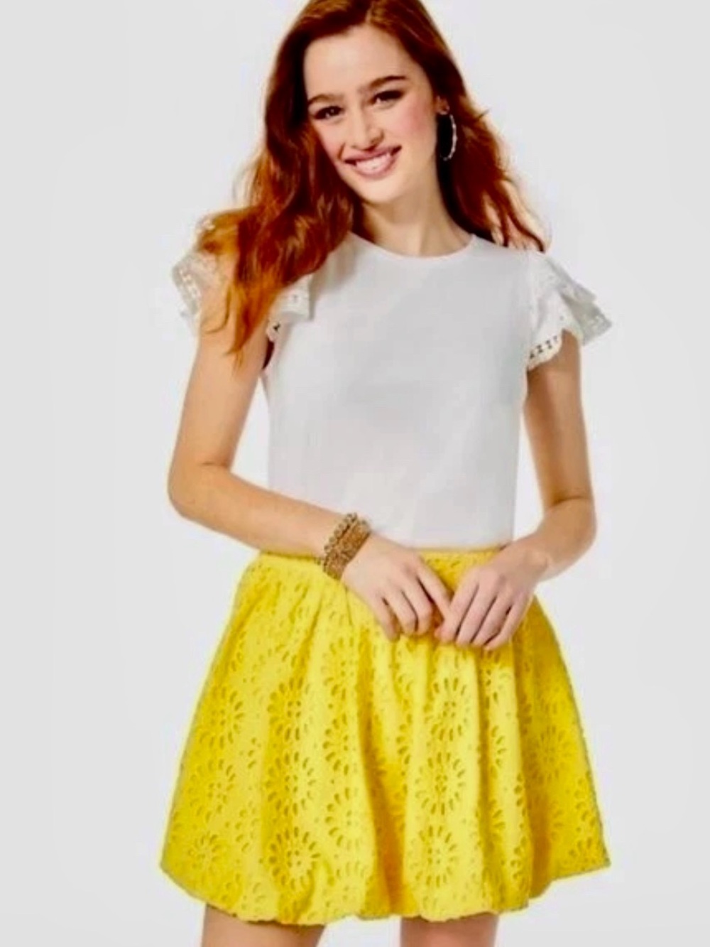 Lilly Pulitzer Yellow Leah Eyelet Skirt Resort Yellow  Size 10 NWT